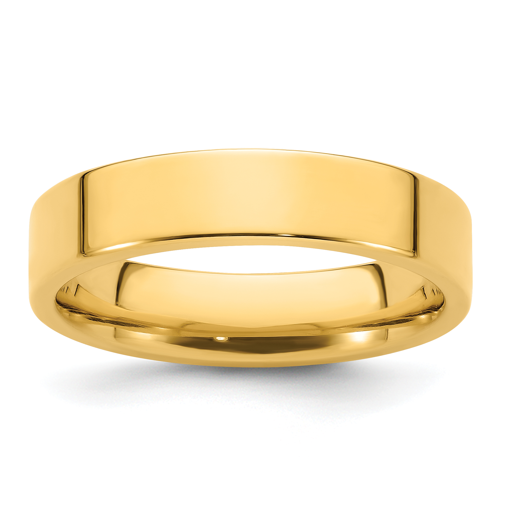 14k Yellow Gold 5mm Standard Weight Flat Comfort Fit Wedding Band Size 10 (FLC050-10)
