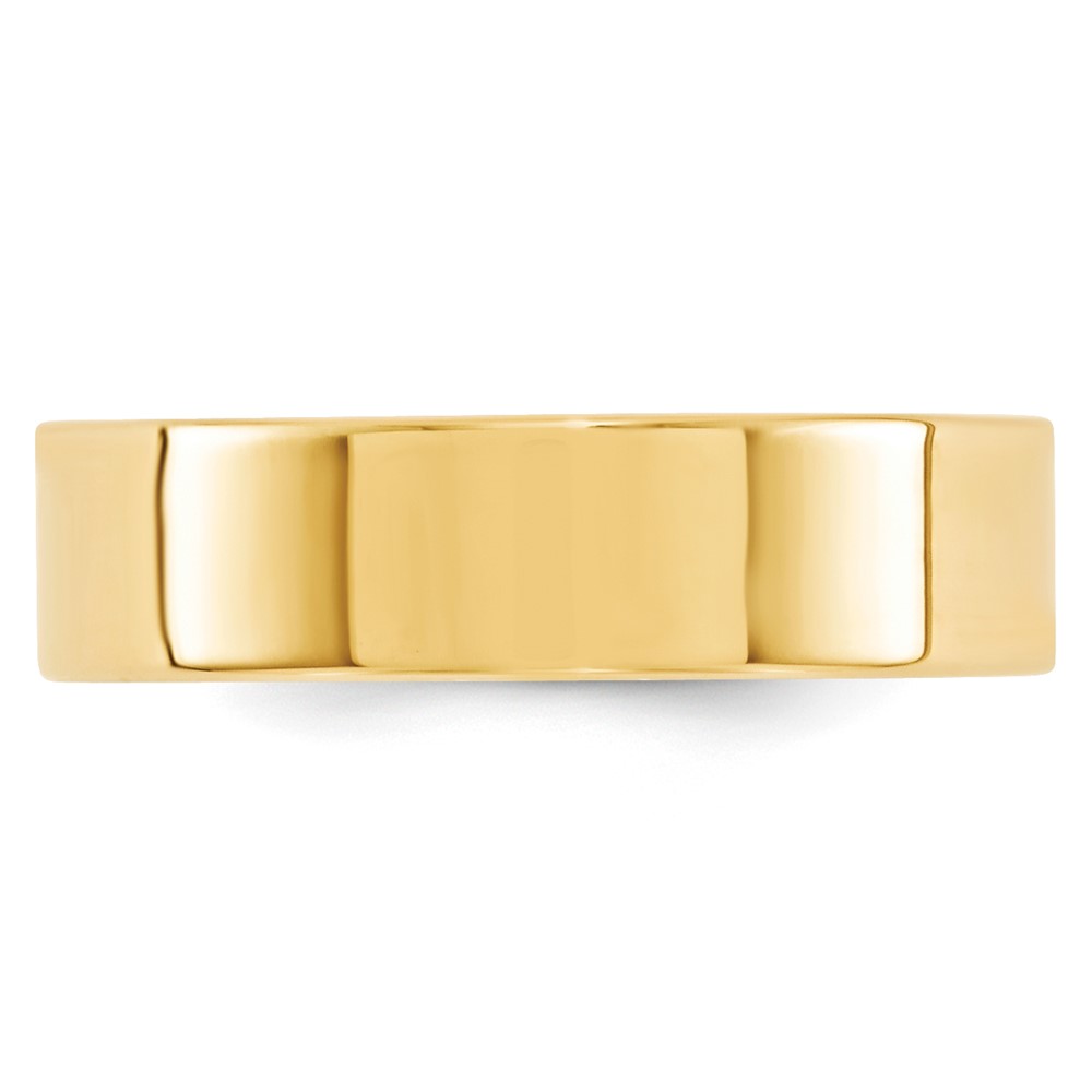 14k Yellow Gold 6mm Standard Weight Flat Comfort Fit Wedding Band Size 7 (FLC060-7)