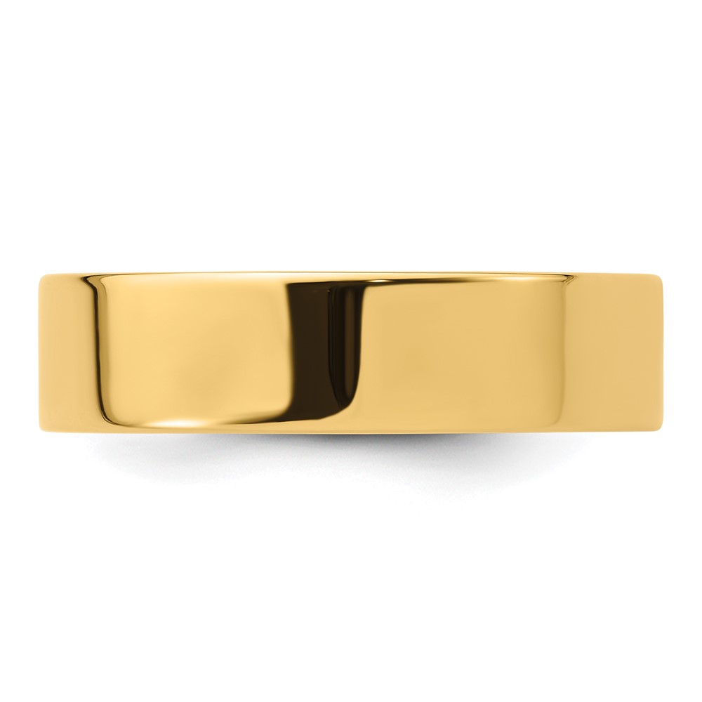 14k Yellow Gold 6mm Standard Weight Flat Comfort Fit Wedding Band Size 7 (FLC060-7)