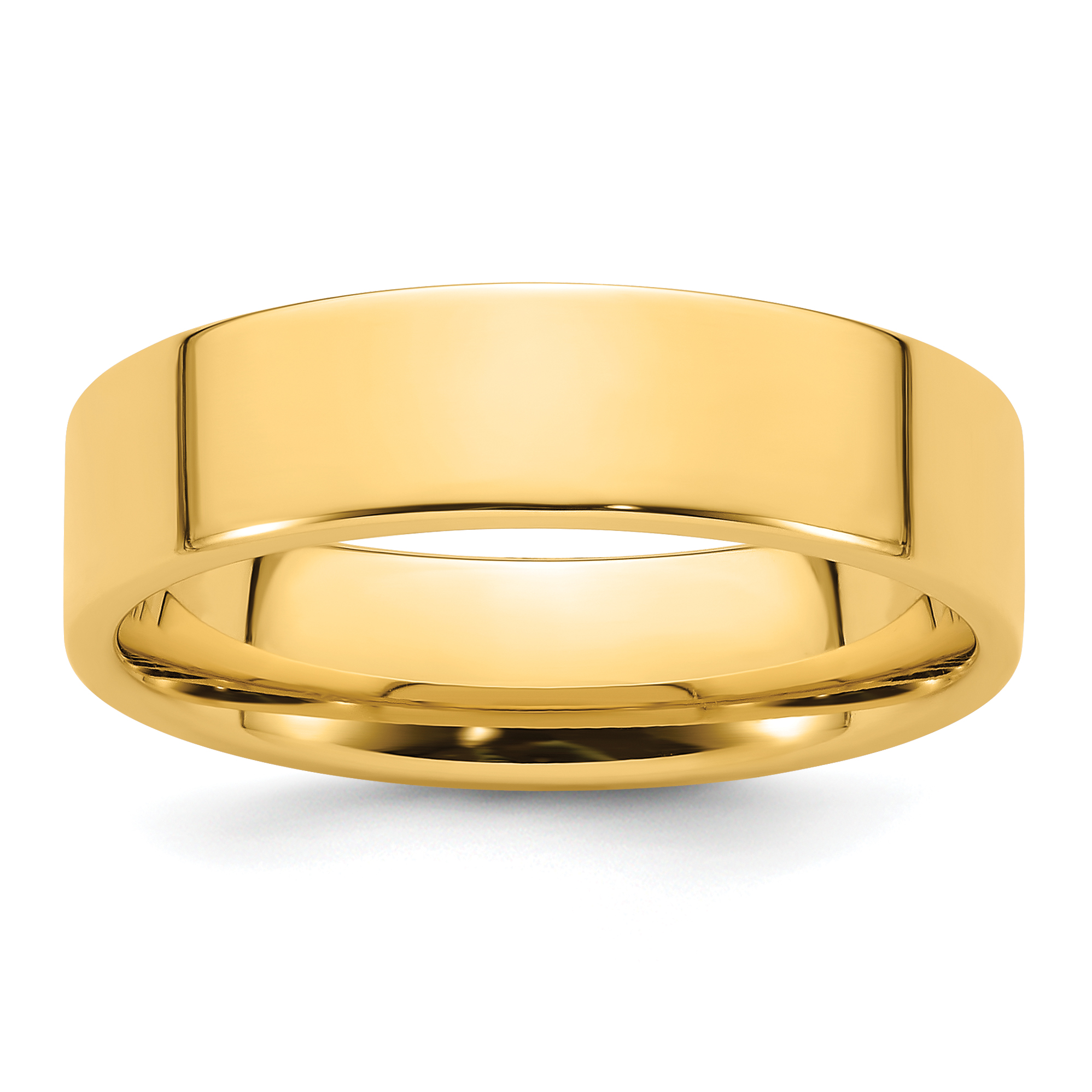 14k Yellow Gold 6mm Standard Weight Flat Comfort Fit Wedding Band Size 10 (FLC060-10)
