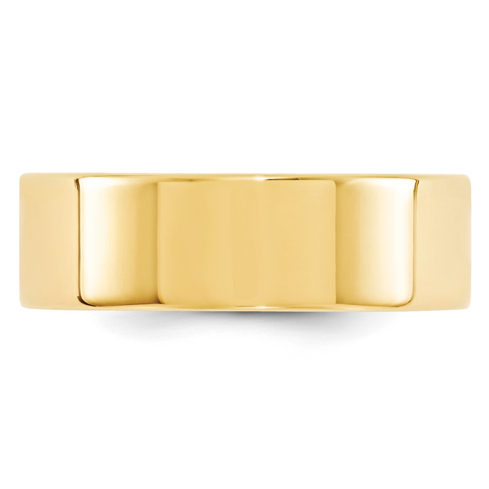 14k Yellow Gold 7mm Standard Weight Flat Comfort Fit Wedding Band Size 9.5 (FLC070-9.5)