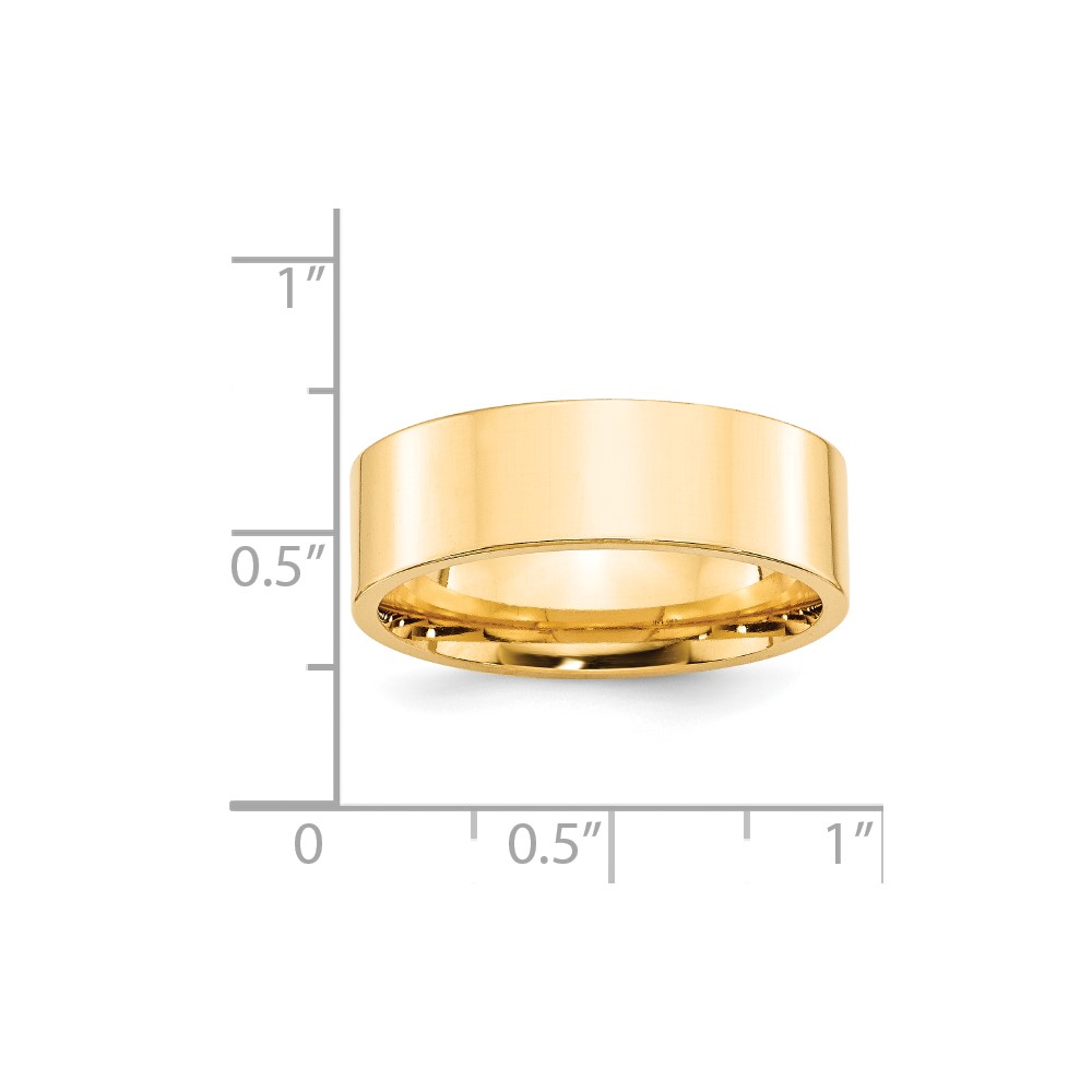 14k Yellow Gold 7mm Standard Weight Flat Comfort Fit Wedding Band Size 9.5 (FLC070-9.5)