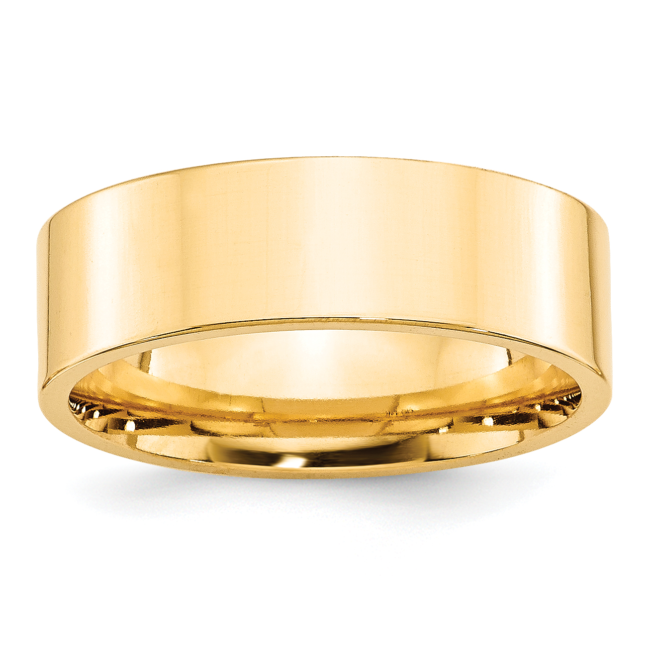14k Yellow Gold 7mm Standard Weight Flat Comfort Fit Wedding Band Size 9.5 (FLC070-9.5)