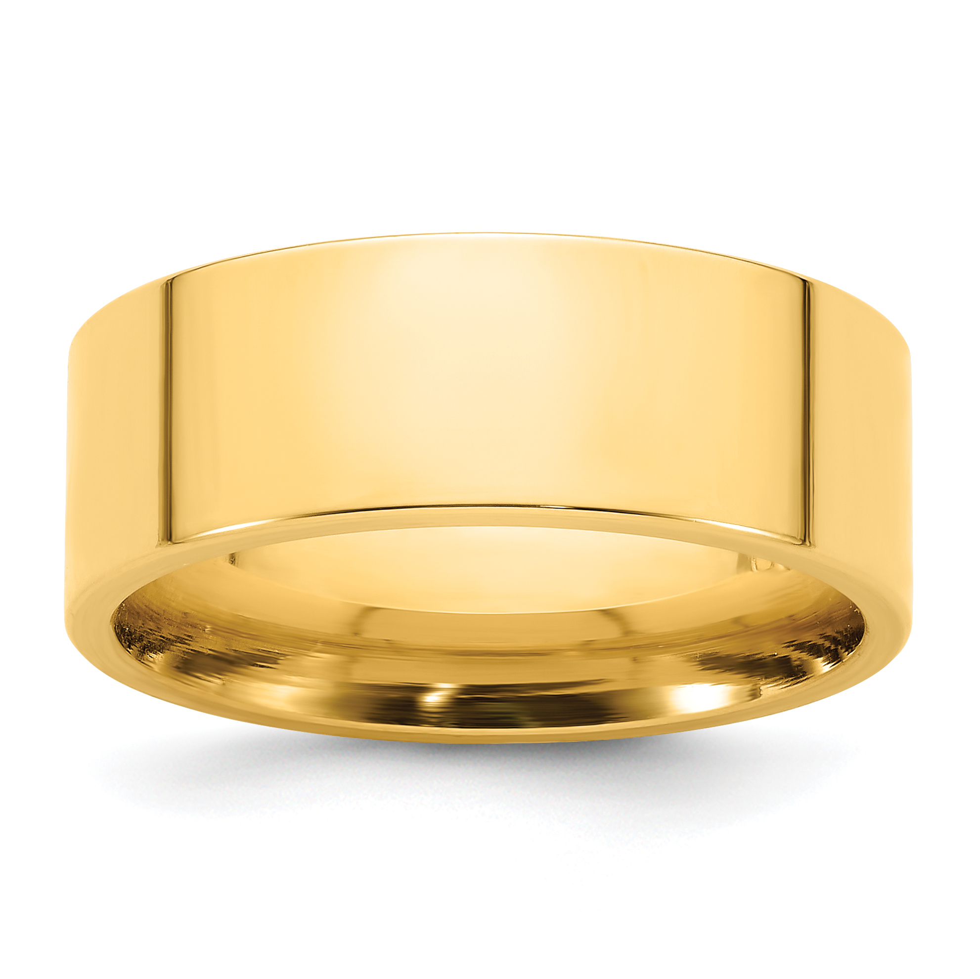 14k Yellow Gold 8mm Standard Weight Flat Comfort Fit Wedding Band Size 6.5 (FLC080-6.5)
