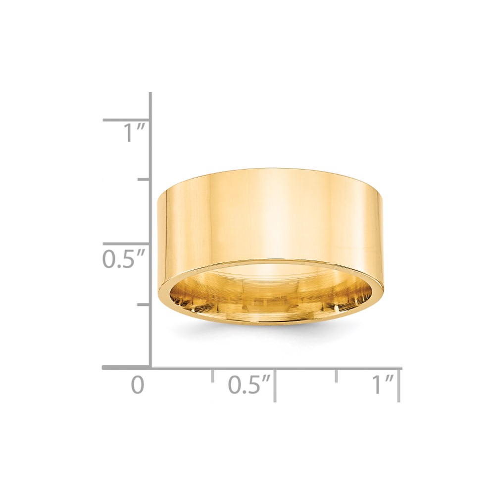 14k Yellow Gold 10mm Standard Weight Flat Comfort Fit Wedding Band Size 10 (FLC100-10)