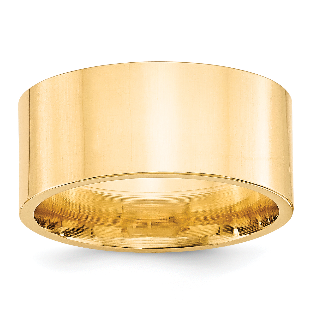 14k Yellow Gold 10mm Standard Weight Flat Comfort Fit Wedding Band Size 10 (FLC100-10)