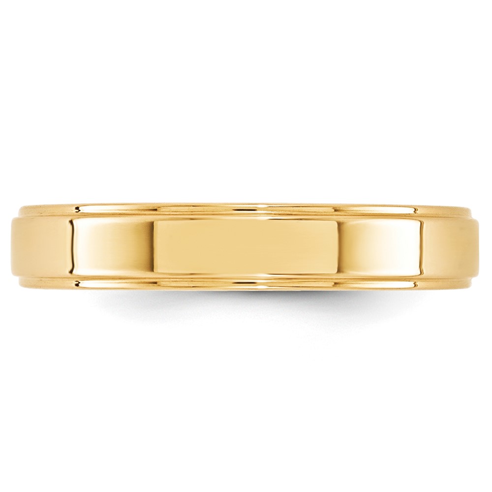 14k Yellow Gold 4mm Flat with Step Edge Wedding Band Size 10 (FLE040-10)