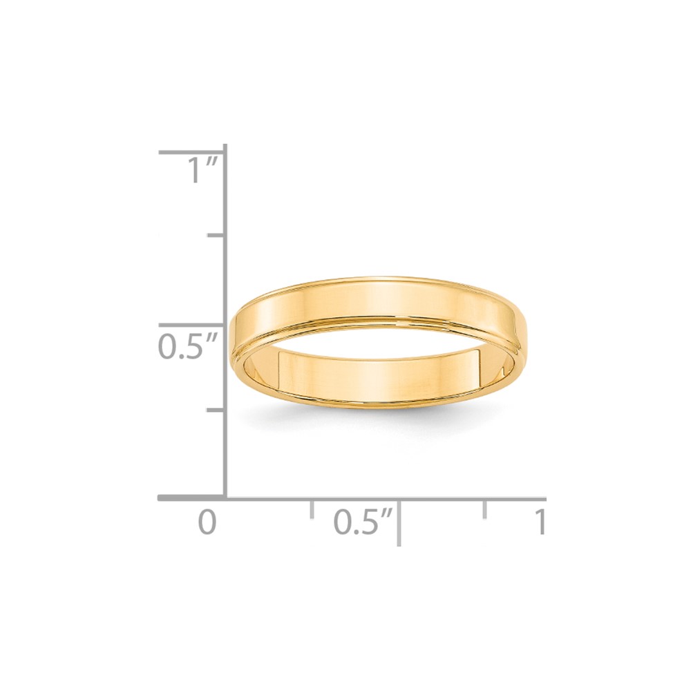 14k Yellow Gold 4mm Flat with Step Edge Wedding Band Size 10 (FLE040-10)