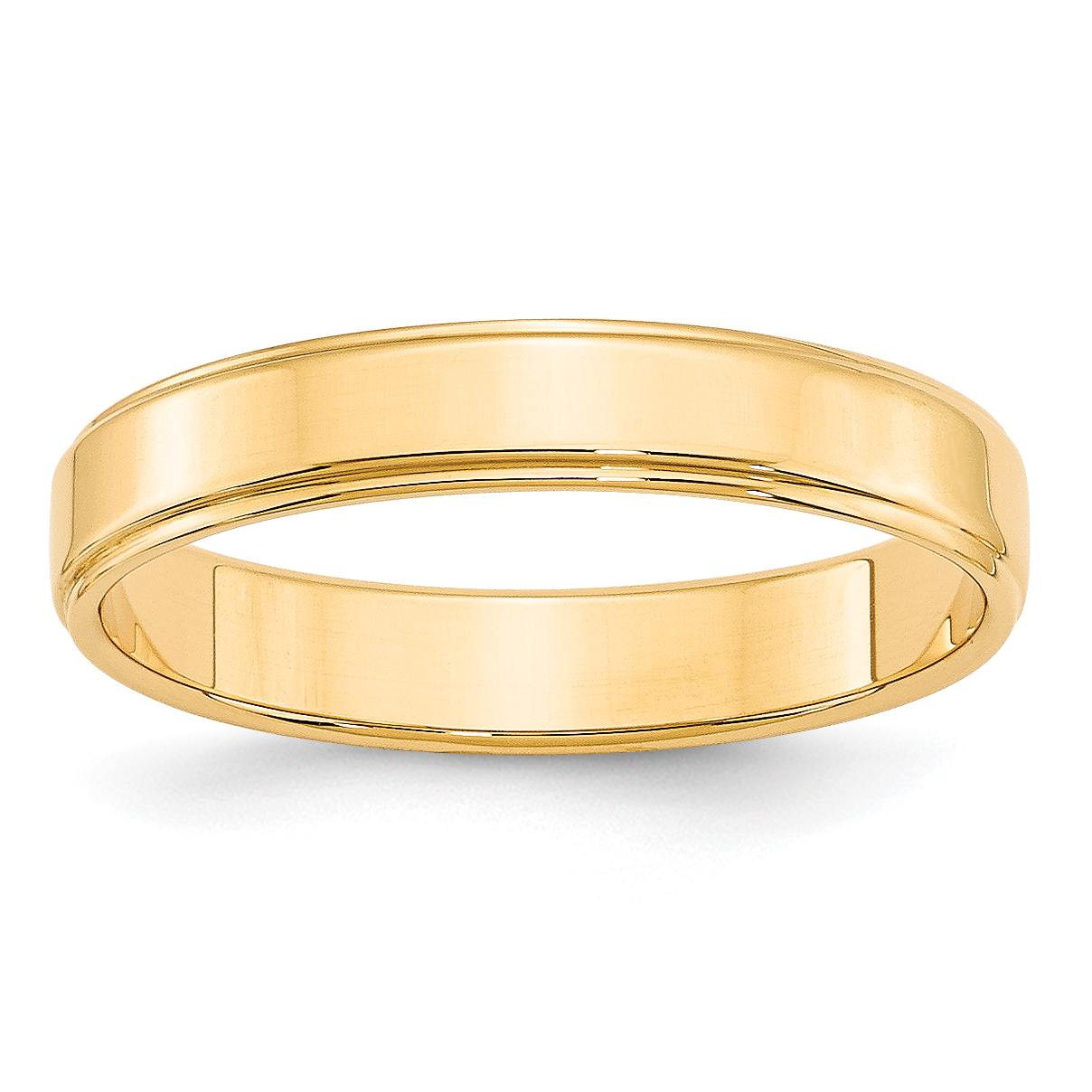 14k Yellow Gold 4mm Flat with Step Edge Wedding Band Size 10 (FLE040-10)