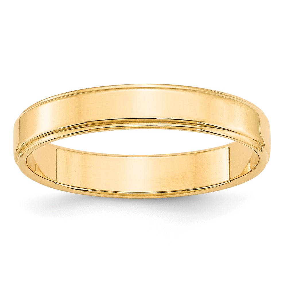 14k Yellow Gold 4mm Flat with Step Edge Wedding Band Size 10 (FLE040-10)