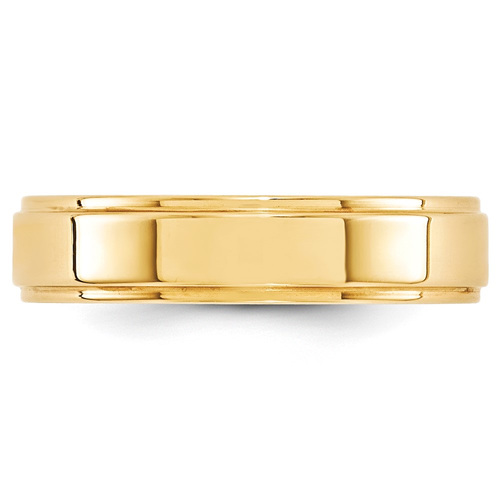 14k Yellow Gold 5mm Flat with Step Edge Wedding Band Size 9 (FLE050-9)