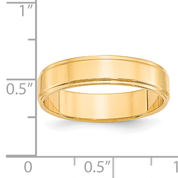 14k Gold 5mm Flat with Step Edge Wedding Band Size 10 FLE050 - Afbeelding 3 van 5