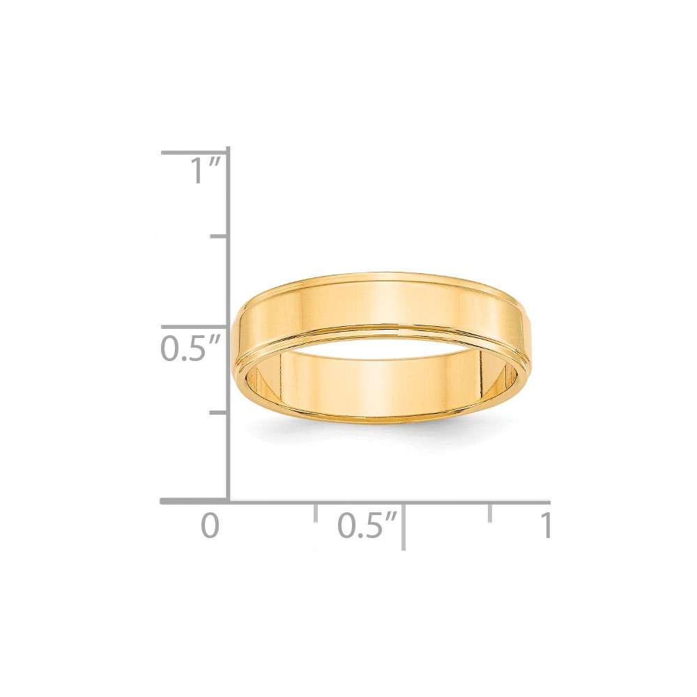 14k Yellow Gold 5mm Flat with Step Edge Wedding Band Size 9 (FLE050-9)