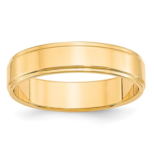 14k Yellow Gold 5mm Flat with Step Edge Wedding Band Size 8.5