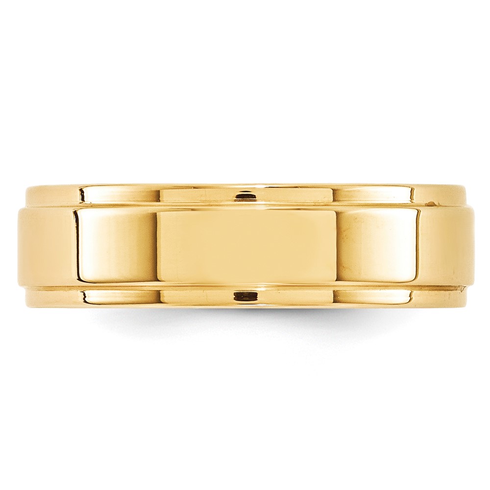 14k Yellow Gold 6mm Flat with Step Edge Wedding Band Size 10 (FLE060-10)
