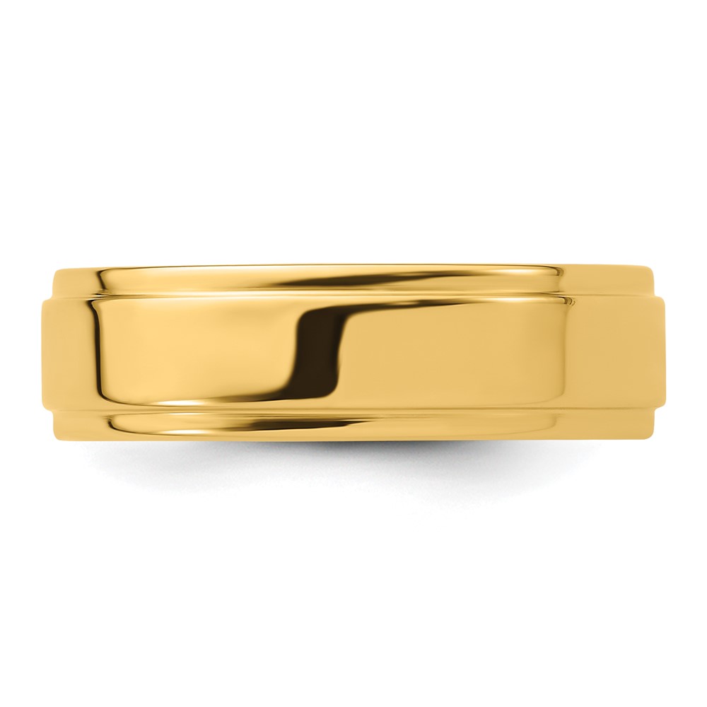 14k Yellow Gold 6mm Flat with Step Edge Wedding Band Size 10 (FLE060-10)
