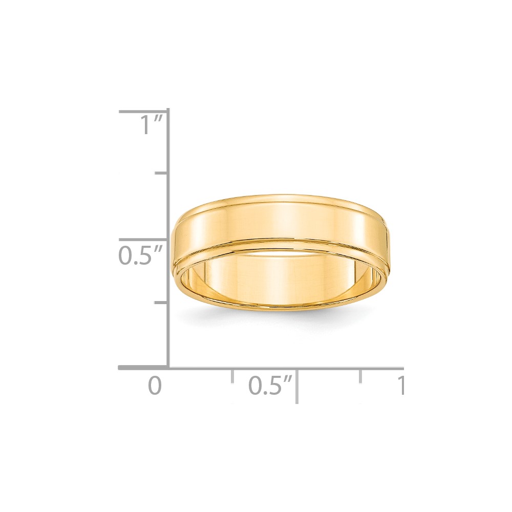 14k Yellow Gold 6mm Flat with Step Edge Wedding Band Size 10 (FLE060-10)