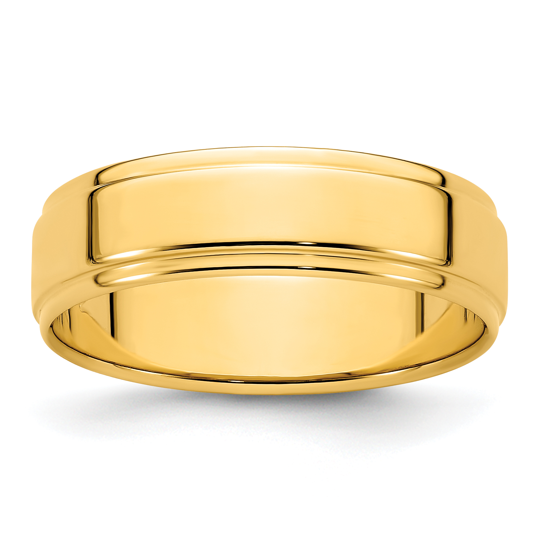 14k Yellow Gold 6mm Flat with Step Edge Wedding Band Size 10.5 (FLE060-10.5)