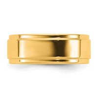 14K 7mm Yellow Gold Flat Band with Step Edge view 3
