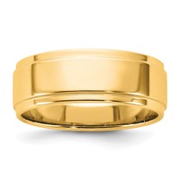 14K 7mm Yellow Gold Flat Band with Step Edge view 1