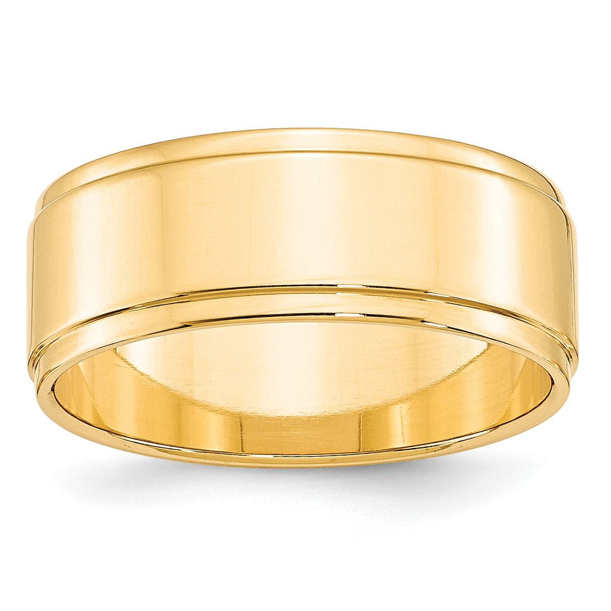 14k Yellow Gold 8mm Flat with Step Edge Wedding Band Size 11 (FLE080-11)