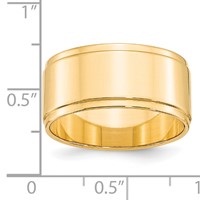 14K Yellow Gold 10mm Flat Band with Step Edge Wedding view 3