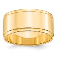 14K Yellow Gold 10mm Flat Band with Step Edge Wedding view 1