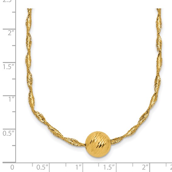 14k Gold Yellow Twisted D/C Bead Necklace