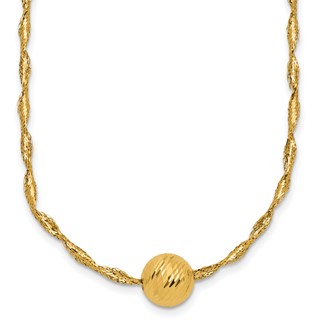 14k Gold Yellow Twisted D/C Bead Necklace