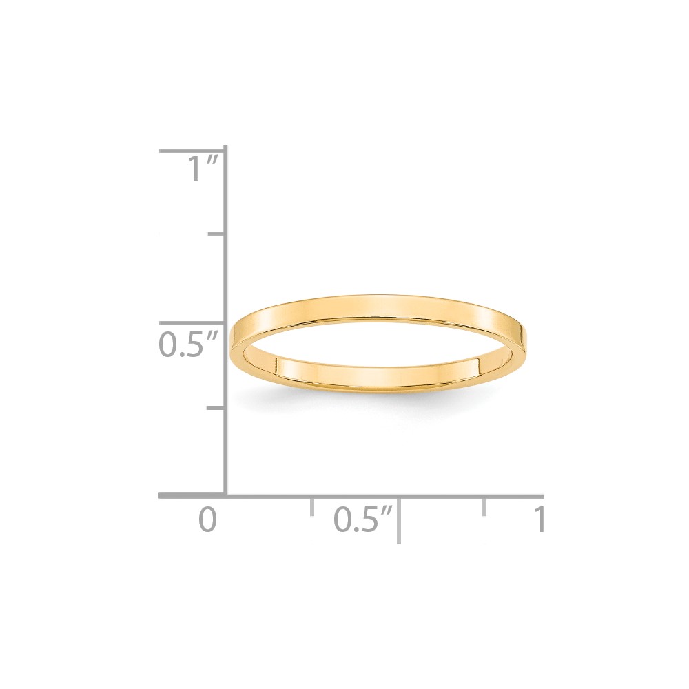14k Yellow Gold 2mm Lightweight Flat Wedding Band Size 4 (FLL020-4)