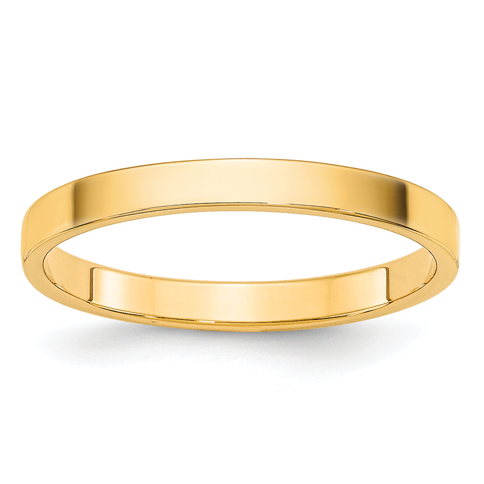 14k Yellow Gold 2mm Lightweight Flat Wedding Band Size 7.5 (FLL020-7.5)