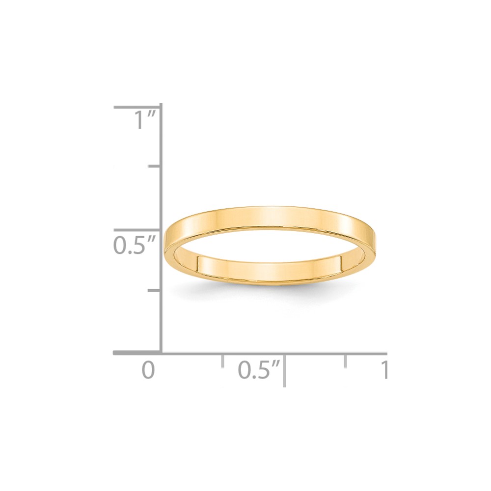 14k Yellow Gold 2.5mm Lightweight Flat Wedding Band Size 6 (FLL025-6)