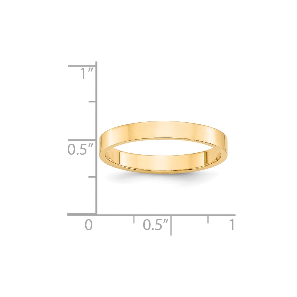 14k Yellow Gold 3mm Lightweight Flat Wedding Band Size 5.5 (FLL030-5.5)