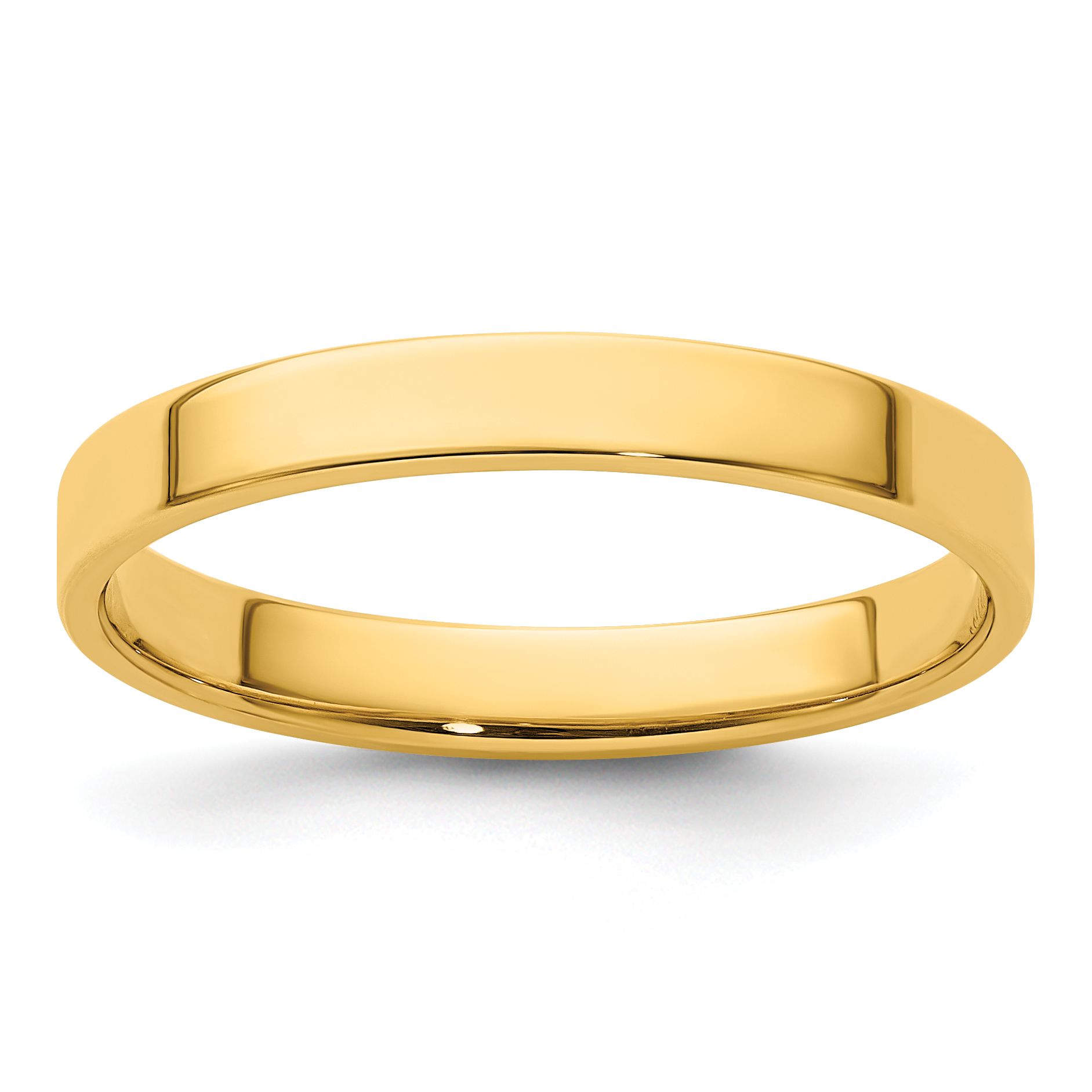 14k Yellow Gold 3mm Lightweight Flat Wedding Band Size 5.5 (FLL030-5.5)