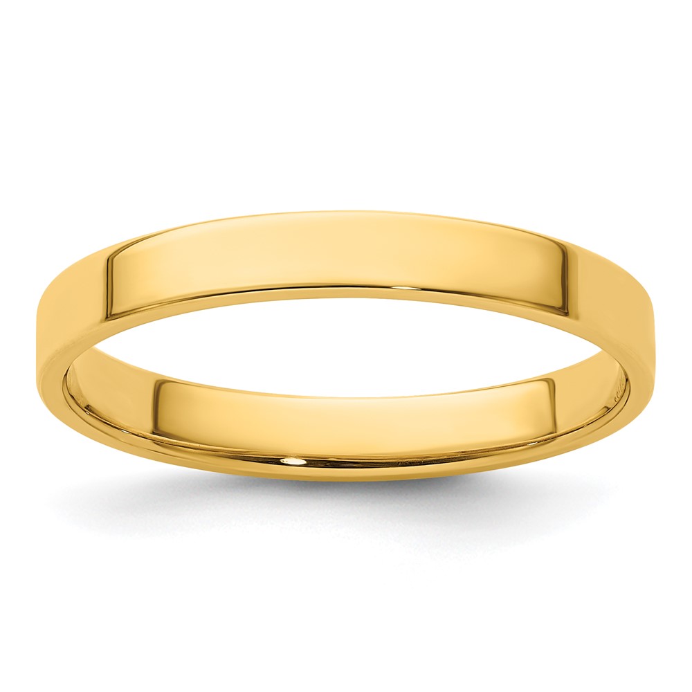 14k Yellow Gold 3mm Lightweight Flat Wedding Band Size 5.5 (FLL030-5.5)
