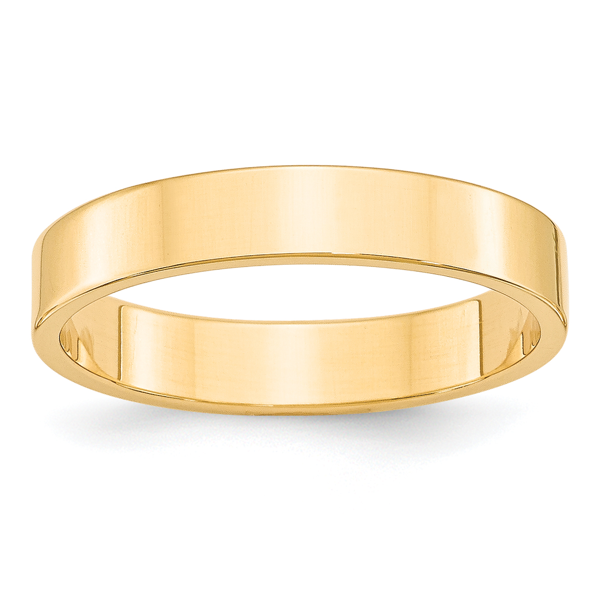 14k Yellow Gold 4mm Lightweight Flat Wedding Band Size 11 (FLL040-11)
