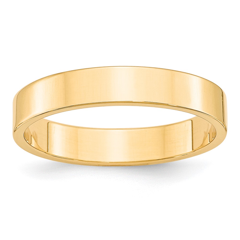 14k Yellow Gold 4mm Lightweight Flat Wedding Band Size 11 (FLL040-11)