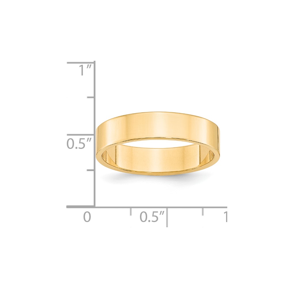 14k Yellow Gold 5mm Lightweight Flat Wedding Band Size 11 (FLL050-11)