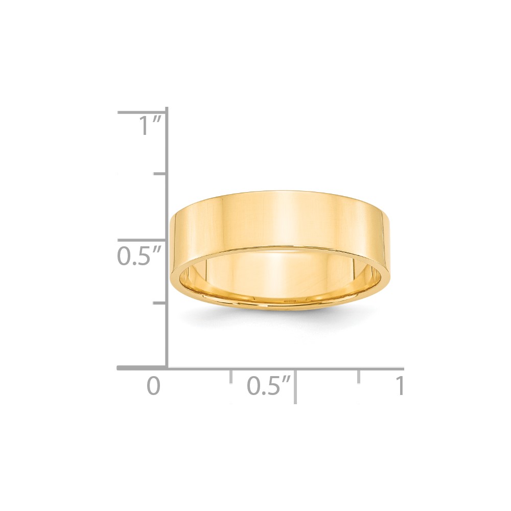 14k Yellow Gold 6mm Lightweight Flat Wedding Band Size 5 (FLL060-5)