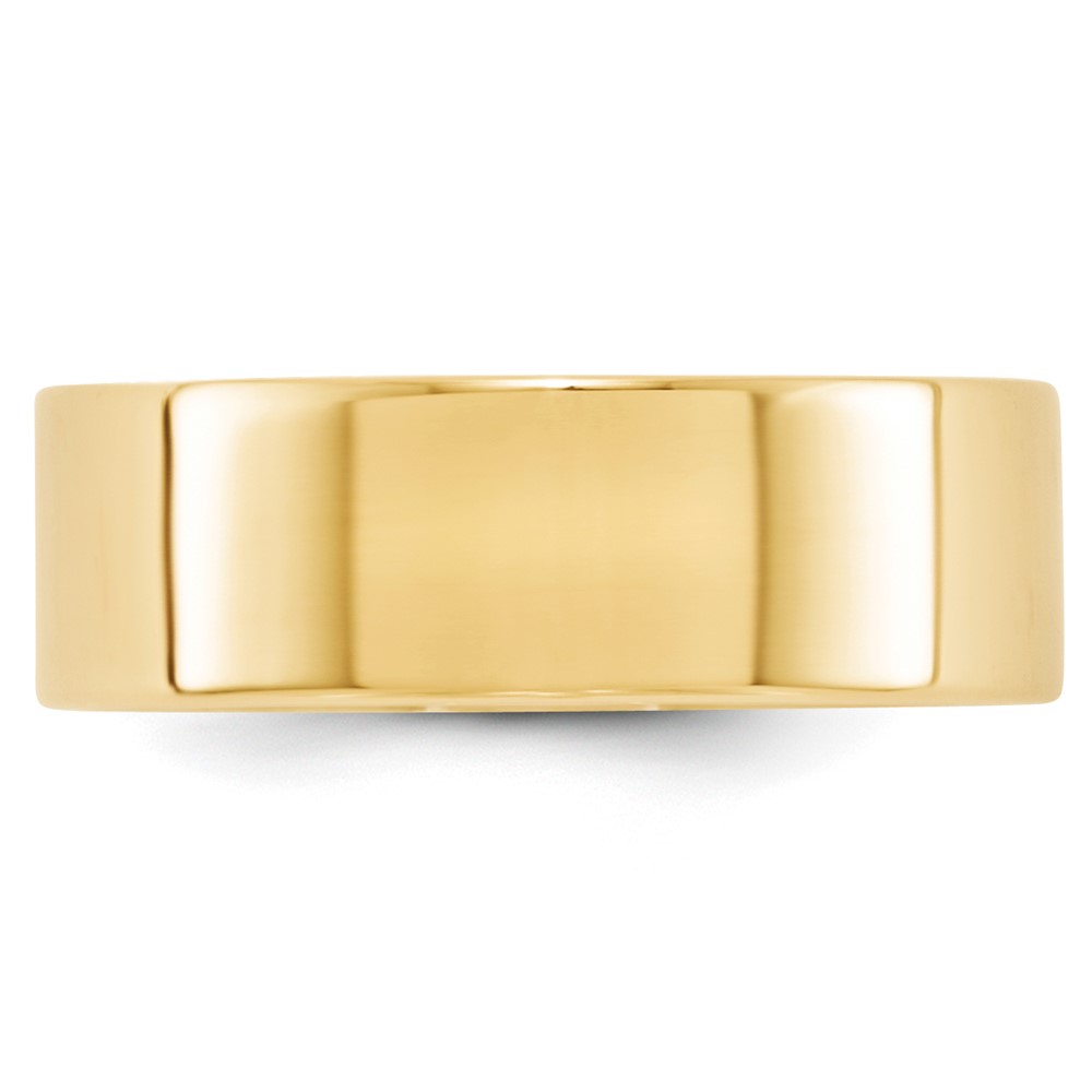 14k Yellow Gold 7mm Lightweight Flat Wedding Band Size 9 (FLL070-9)