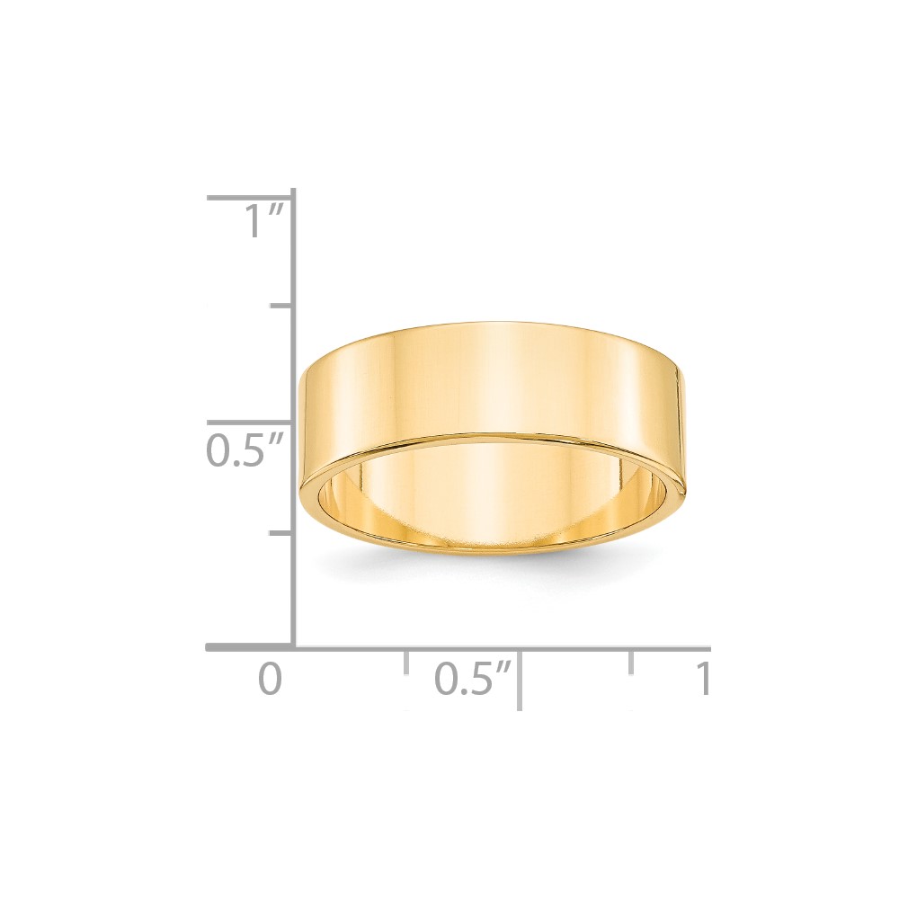 14k Yellow Gold 7mm Lightweight Flat Wedding Band Size 9 (FLL070-9)