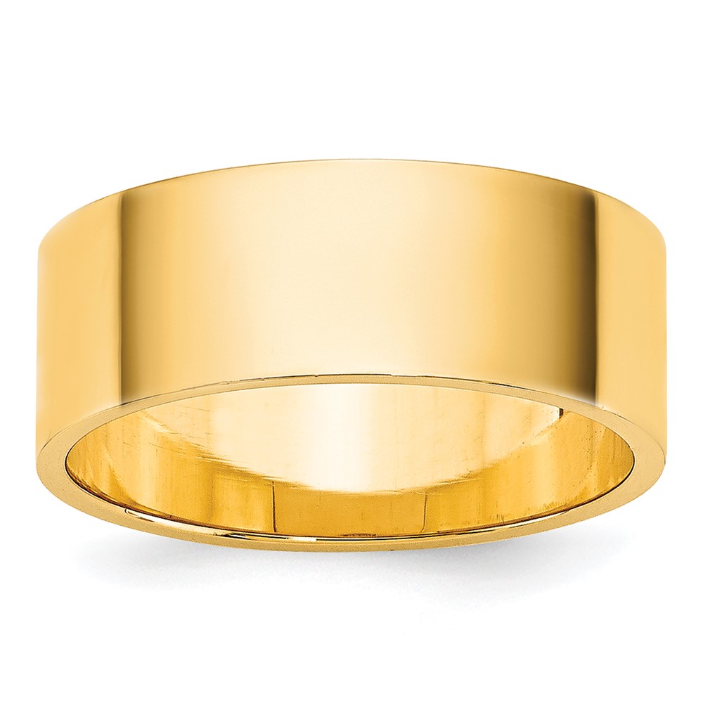 14k Yellow Gold 7mm Lightweight Flat Wedding Band Size 9 (FLL070-9)