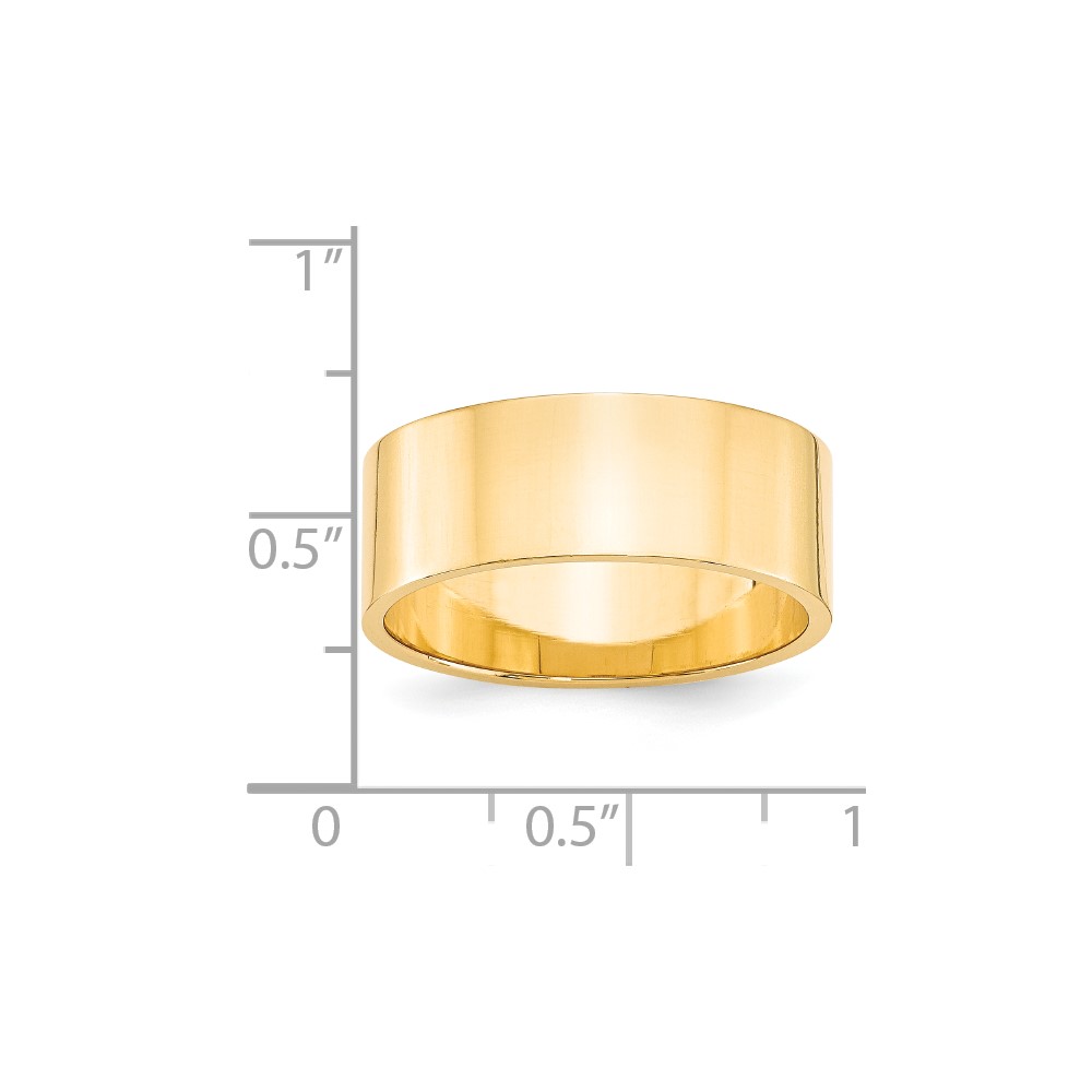 14k Yellow Gold 8mm Lightweight Flat Wedding Band Size 11.5 (FLL080-11.5)