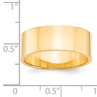 14K Yellow Gold 8mm Lightweight Flat Wedding Band view 4