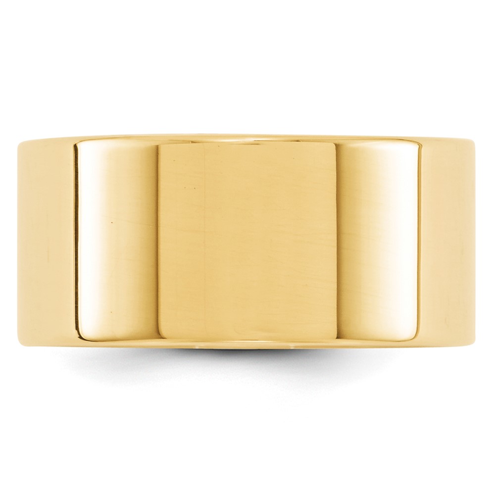 14k Yellow Gold 10mm Lightweight Flat Wedding Band Size 7 (FLL100-7)