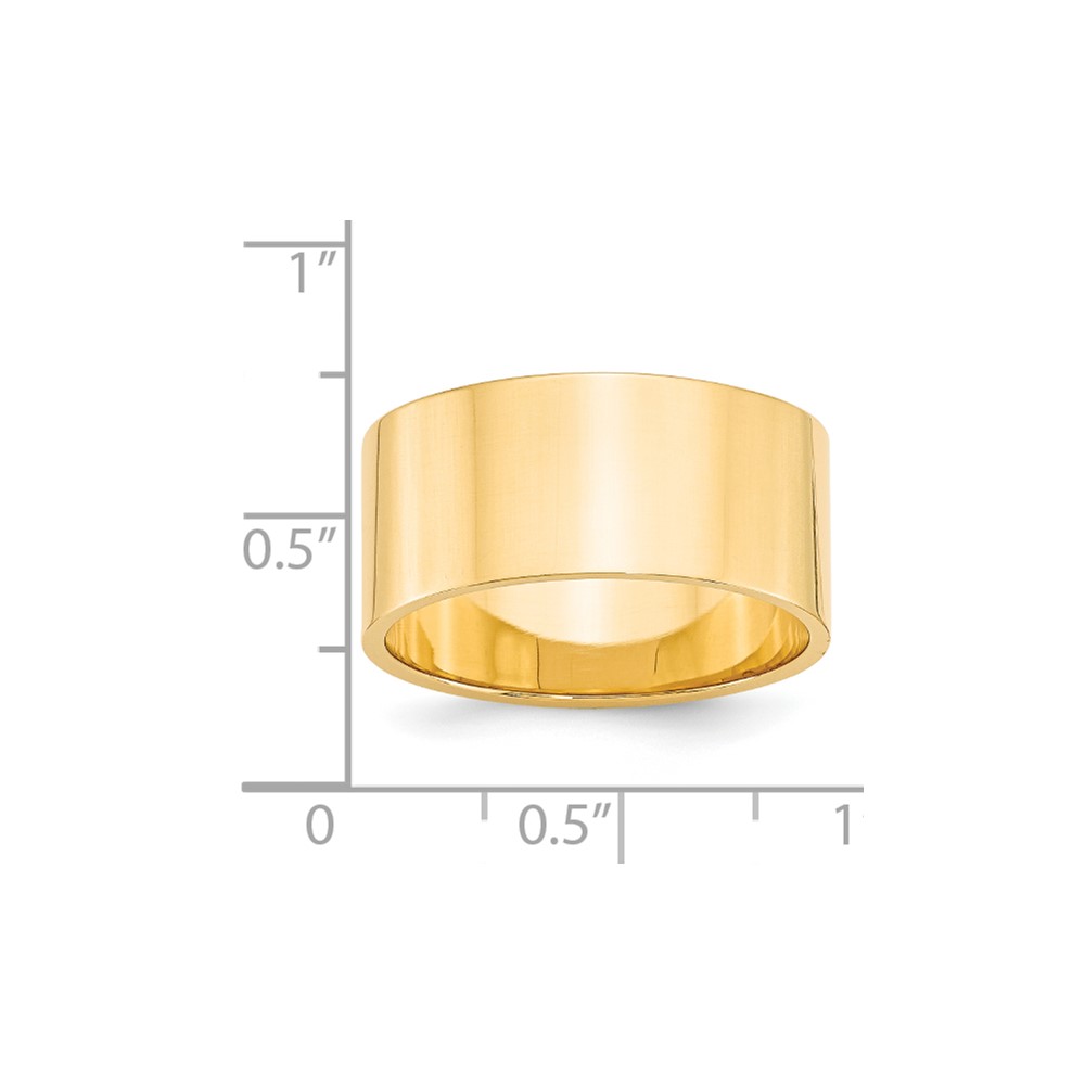 14k Yellow Gold 10mm Lightweight Flat Wedding Band Size 7 (FLL100-7)