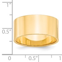 14K Yellow Gold 10mm Lightweight Flat Wedding Band - Size 5 view 3