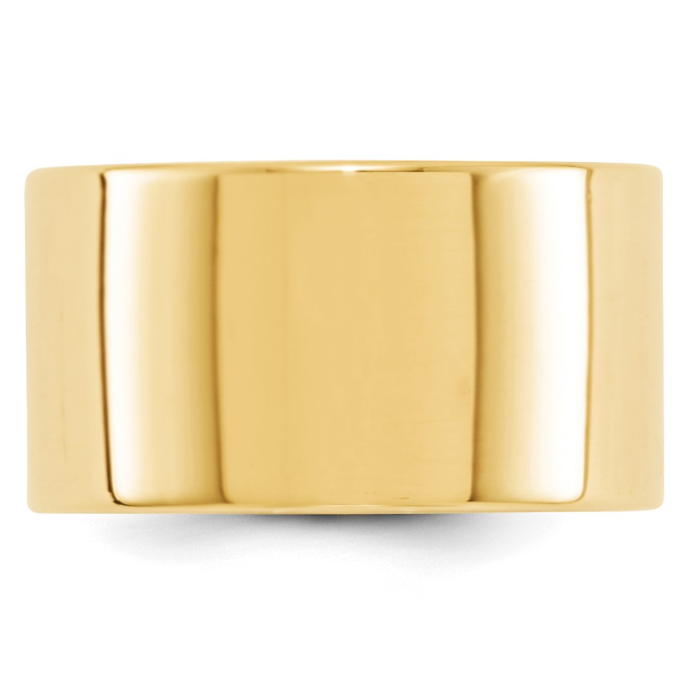 14k Yellow Gold 12mm Lightweight Flat Wedding Band Size 7 (FLL120-7)