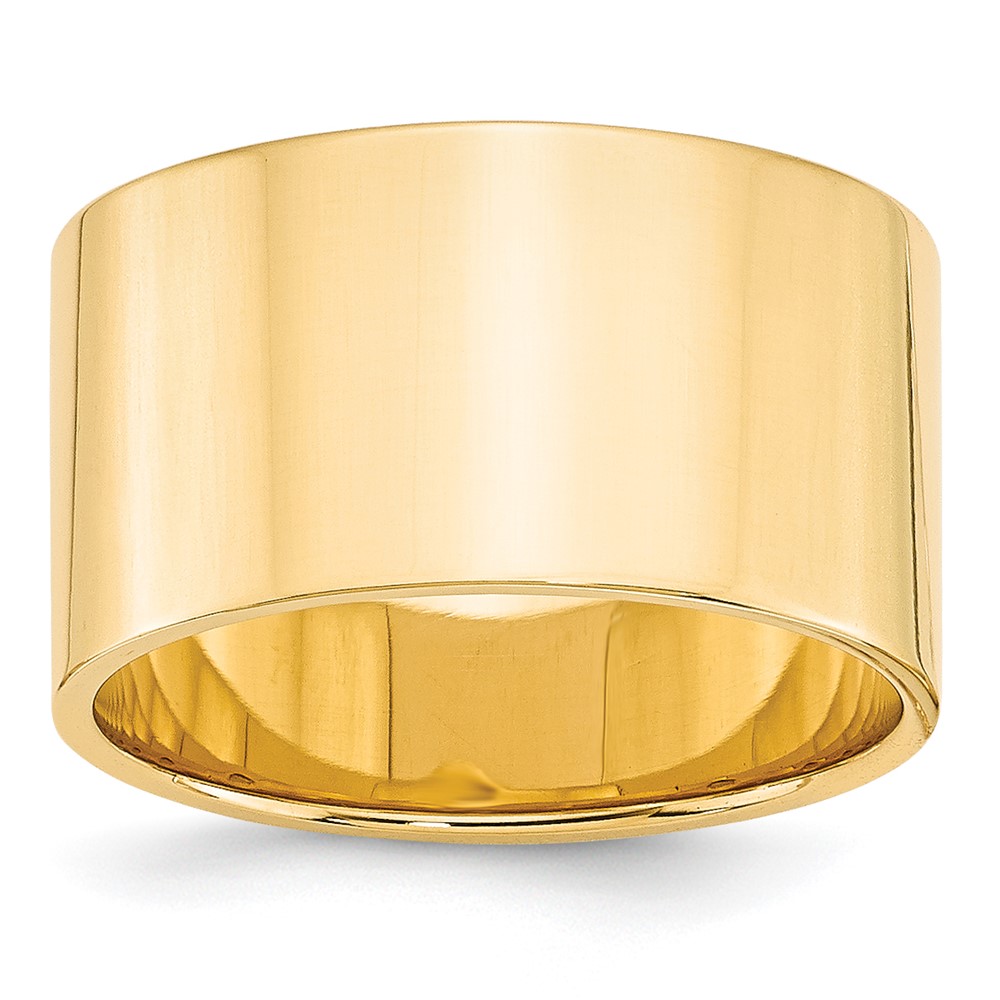 14k Yellow Gold 12mm Lightweight Flat Wedding Band Size 4.5 (FLL120-4.5)