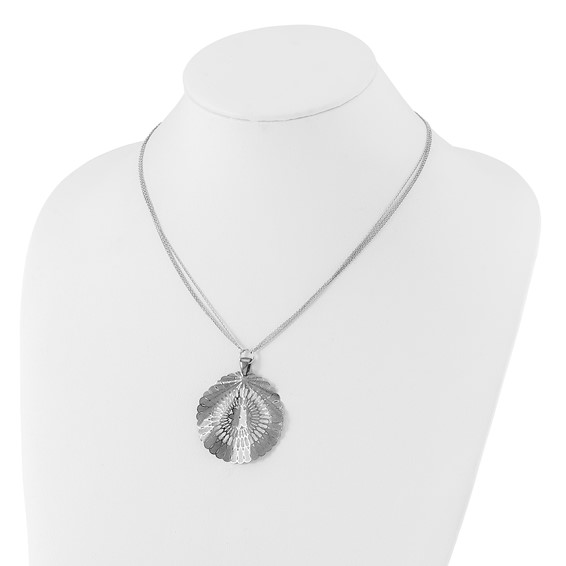 Leslie's Sterling Silver Ruthenium-plated Fancy Floral Circle Necklace